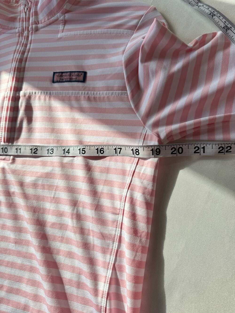 Vineyard Vines Pink White Striped Shep Shirt Quarter Zip Preppy Coastal S - Picture 7 of 9